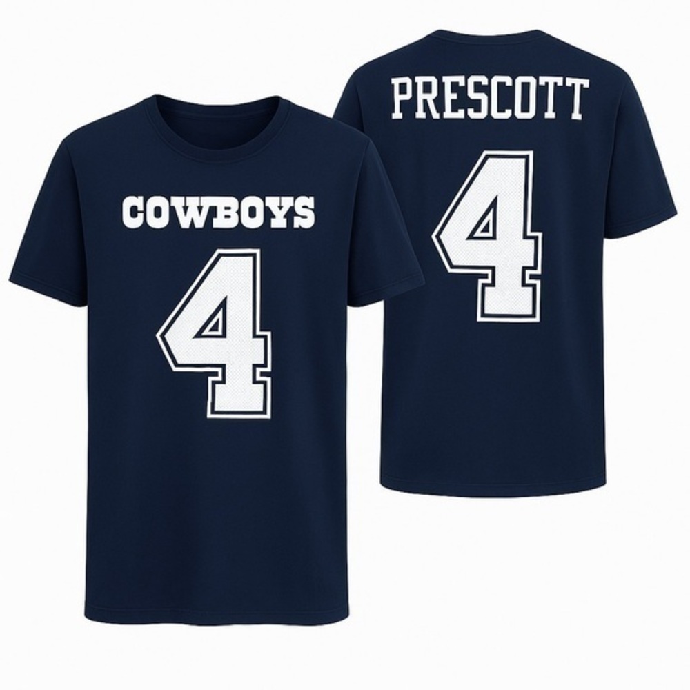 Nike Cowboys Dak Prescott #4 Graphic Tee Navy Blue Men’s Size XL
